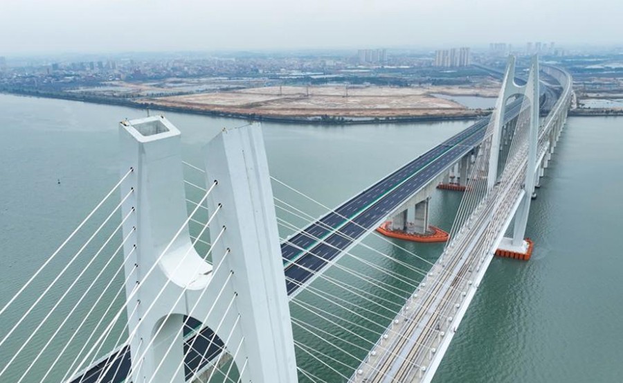 福廈高鐵安海灣跨海大橋一景。張海根攝