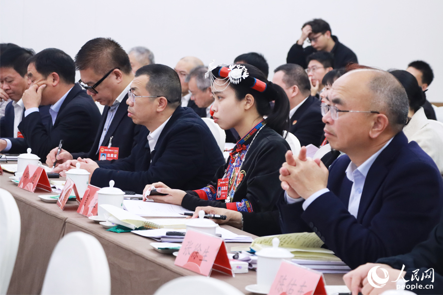 1.在寧德代表團(tuán)，與會(huì)代表認(rèn)真聽(tīng)取建議。人民網(wǎng)記者 劉卿攝