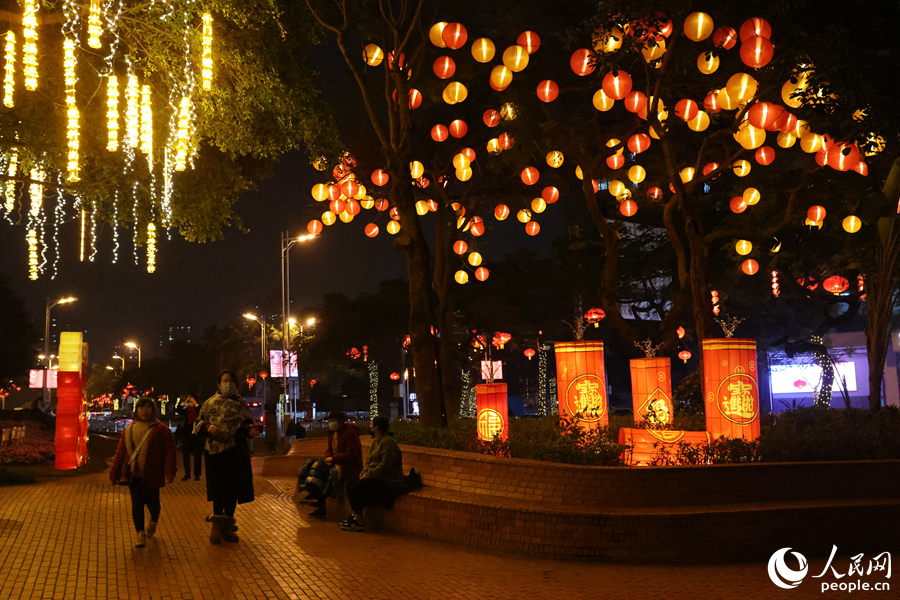 美仁園花燈滿樹繽紛多彩。人民網(wǎng)記者 陳博攝