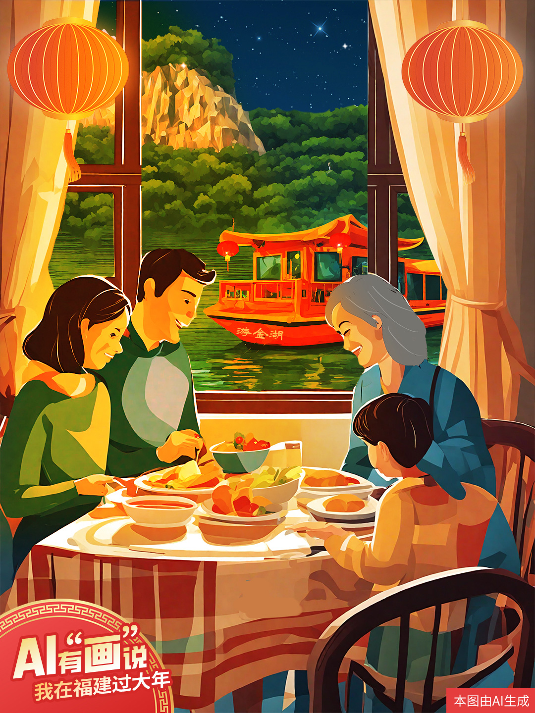 比如，在三明游游湖