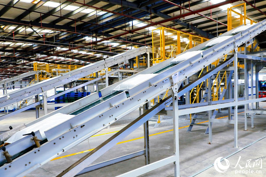 聚丙烯自動(dòng)化運(yùn)輸線。人民網(wǎng) 李唯一攝