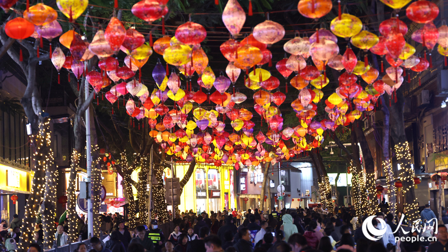 五彩繽紛的花燈點亮古城街巷。人民網(wǎng)記者 陳博攝