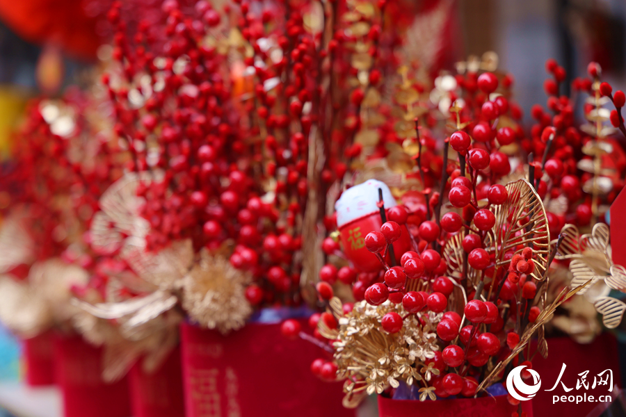 創(chuàng)意DIY的“福桶”盆景深受年輕消費(fèi)者喜愛。人民網(wǎng)記者 陳博攝