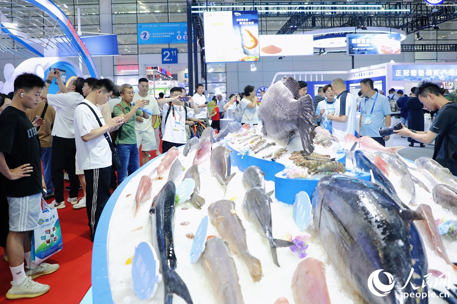 超30個國家和地區(qū)的500多家企業(yè)以自家特色水產(chǎn)品參展。人民網(wǎng) 李唯一攝