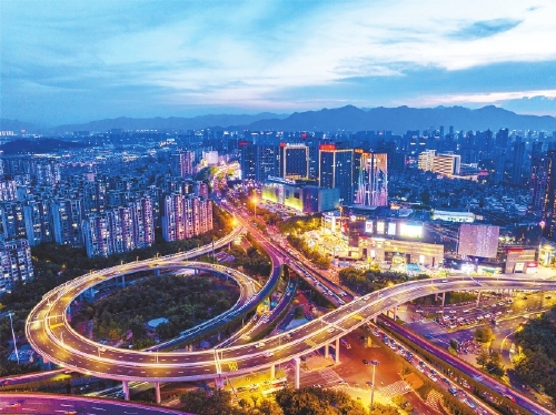 尤溪洲大橋南橋頭新匝道夜景。陳捷陽攝