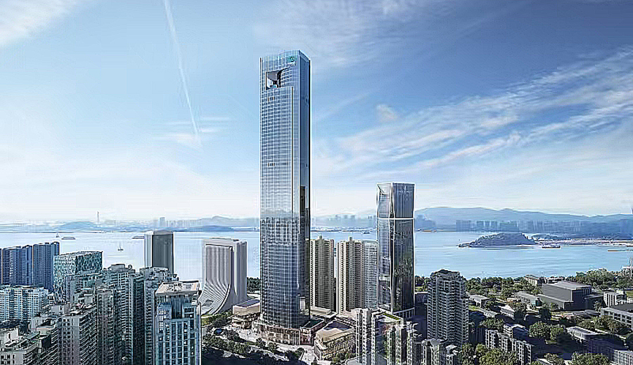 站在廈門綠發(fā)中心俯瞰鷺江道海景，其A塔高339.88米，是目前福建省已建成的第一高樓，為游客提供了絕佳的觀景平臺(tái)。主辦方供圖