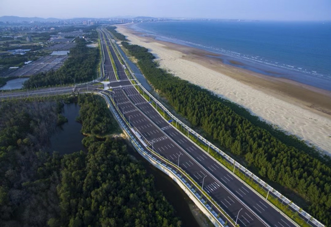 濱海新城修復(fù)建設(shè)沿海防護(hù)林，改善環(huán)境。長樂區(qū)融媒體中心供圖 