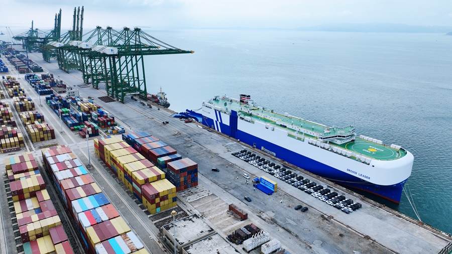 “蘭花領袖”輪靠泊在福州港江陰港區(qū)