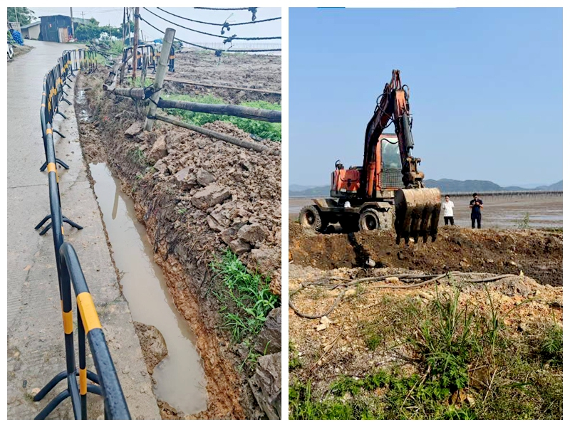 開挖溝渠和埋設(shè)污水處理終端設(shè)備施工現(xiàn)場(chǎng)。姚先生供圖