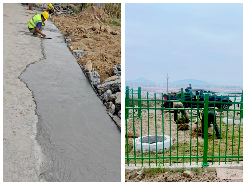 開挖溝渠已回填、村道也已修復(fù)，污水終端設(shè)備建設(shè)完成。福安城投公司供圖