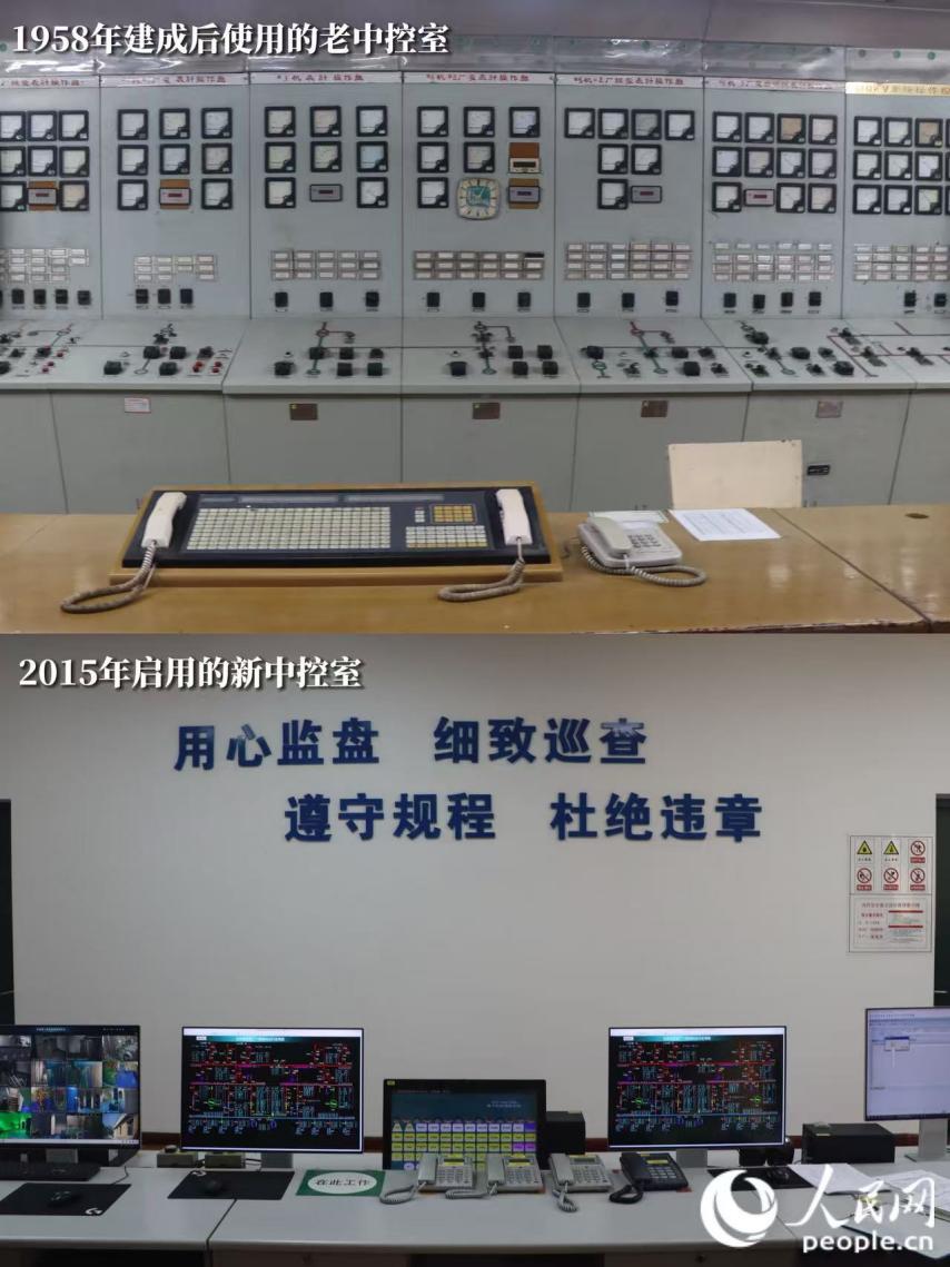 新舊中控室對比圖。人民網(wǎng) 林銘賢攝