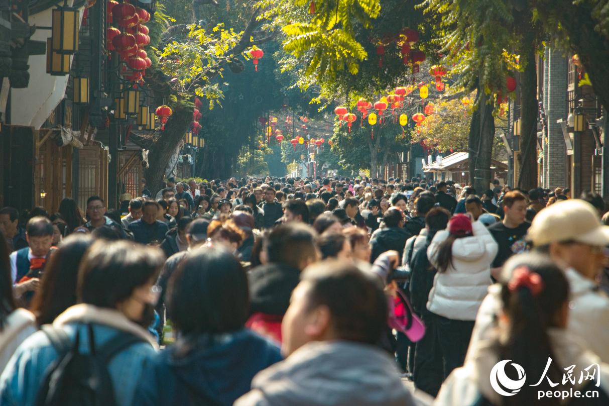 人山人海間，一派歡歡喜喜過大年的熱鬧勁兒撲面而來。人民網(wǎng) 林銘賢攝